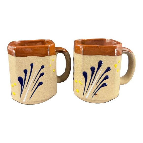 Hand Made Mexico Pottery Coffee Mug Cup Brown Textured Ceramic Hand Crafted Set - Picture 2 of 16